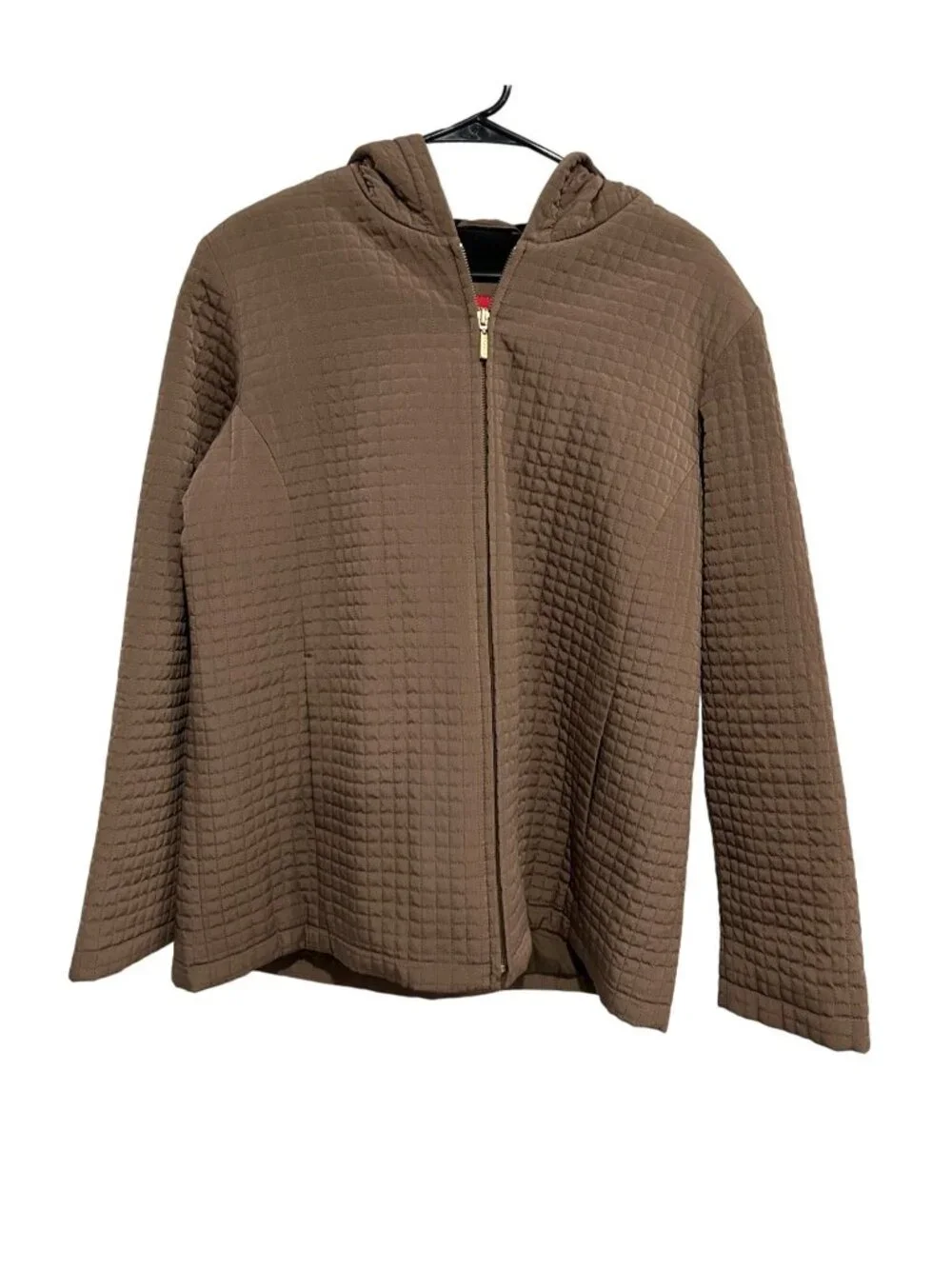 Esprit Large Brown Quilted Hooded Jacket Fall Outerwear Cozy Casual Outdoors